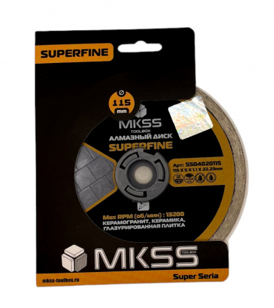 Диск алмазный супертонкий по керамике и керамограниту SUPERFINE SS04020115, 115х5x1.1 мм, MKSS фото 4