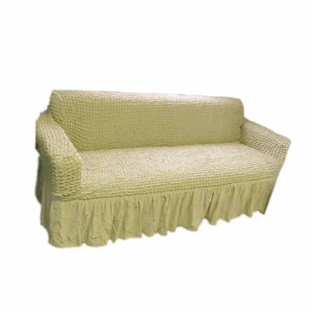 Комплект чехлов на трехместный диван и два кресла с оборкой CONCORDIA, цвет оливковый фото 2