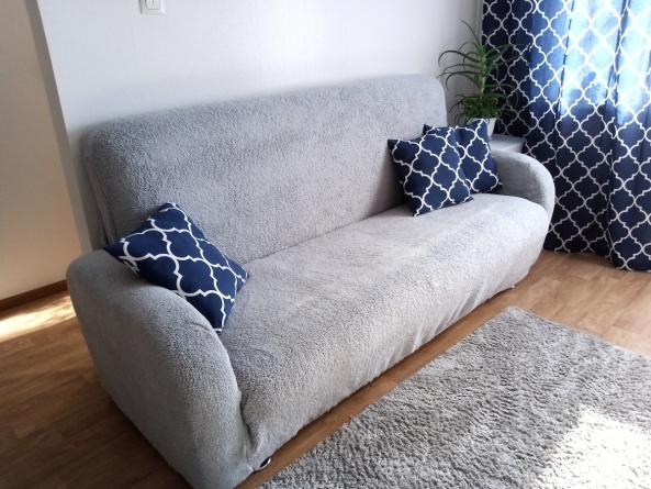 Чехол на двухместный диван плюшевый Venera, цвет серый фото 5