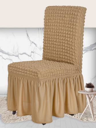 Чехол на стул с оборкой Venera, цвет светло-коричневый, 1 предмет фото 5