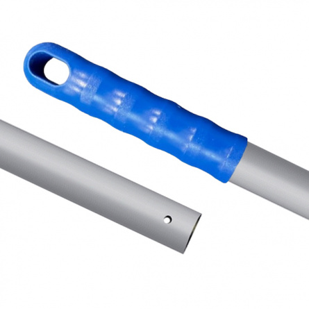 Ручка для держателя мопов без резьбы, 140 см, d=22 мм, алюминий, синий, кольцо фото 3