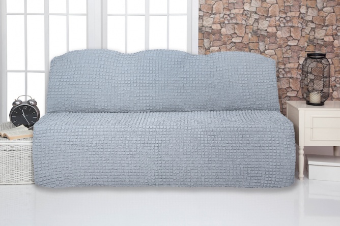 Чехол на трехместный диван без подлокотников и оборки Venera, цвет серый фото 1
