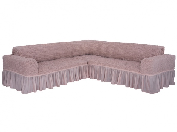 Чехол на угловой диван с оборкой Concordia, цвет розовый фото 7