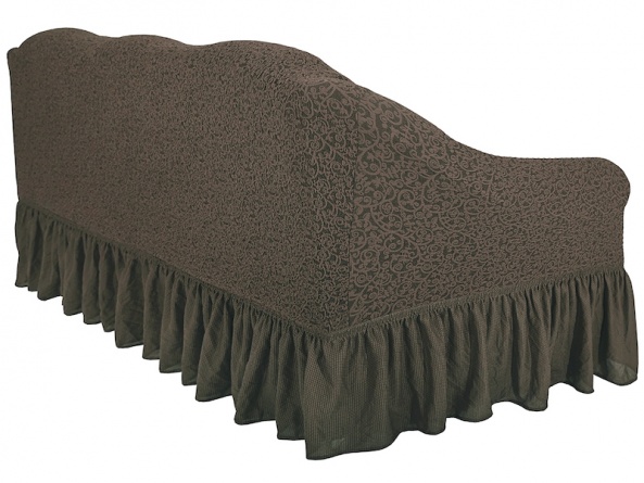 Чехол на угловой диван с оборкой Venera "Жаккард", цвет коричневый фото 3