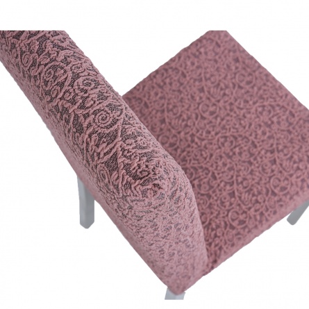 Чехол на стул без оборки Venera "Жаккард", цвет пудровый, 1 предмет фото 4
