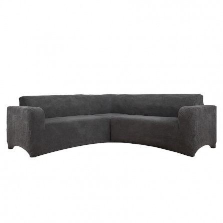 Чехол на угловой диван плюшевый Venera, цвет темно-серый фото 3