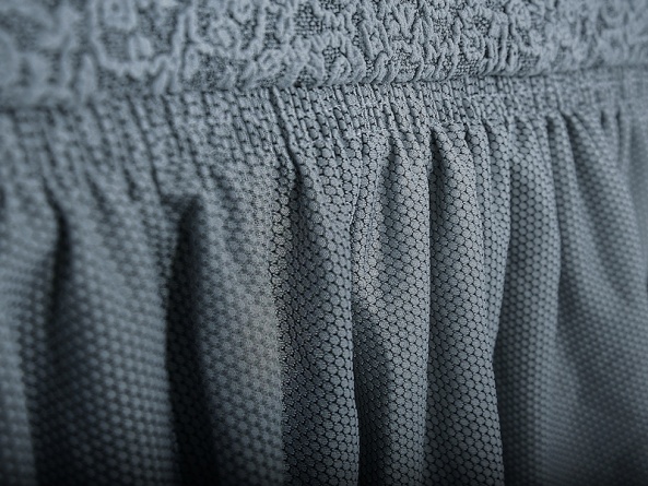 Комплект чехлов на угловой диван и кресло с оборкой Venera "Жаккард", цвет серый фото 6