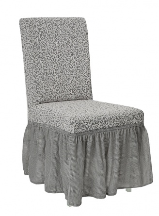 Чехол на стул с оборкой Venera "Жаккард", цвет светло-серый, 1 предмет фото 1