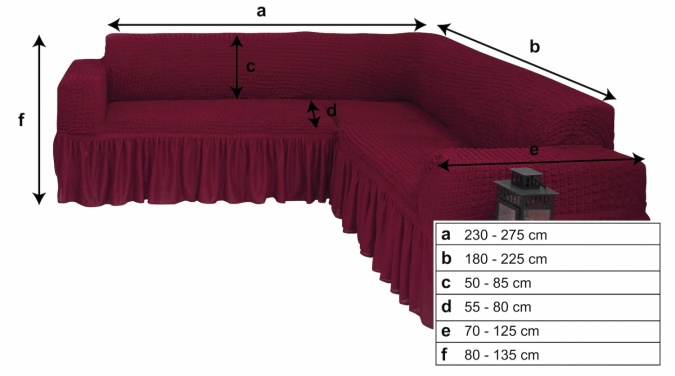 Чехол на угловой диван с оборкой Concordia, цвет серый фото 5