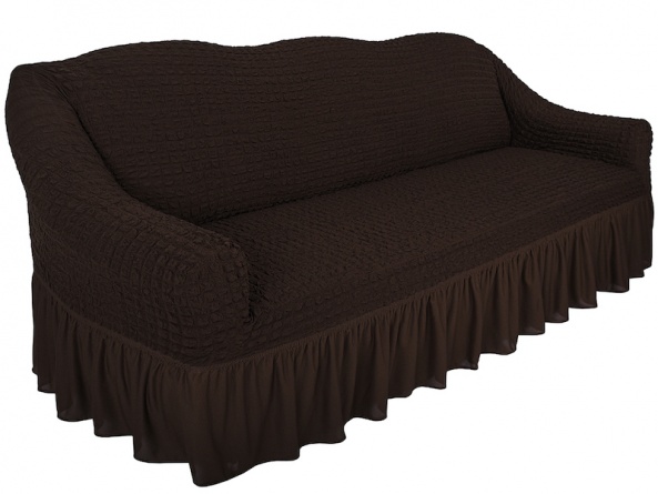 Чехол на трехместный диван с оборкой CONCORDIA, цвет тёмно-коричневый фото 2