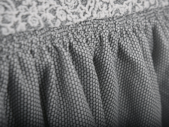 Чехол на угловой диван с оборкой Venera "Жаккард", цвет светло-серый фото 5