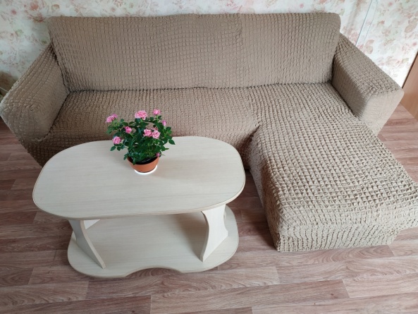 Чехол на угловой диван с оттоманкой CONCORDIA, выступ слева, цвет бежевый фото 1