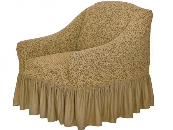 Комплект чехлов на трехместный диван и кресла Venera "Жаккард", цвет светло-коричневый, 3 предмета фото 8