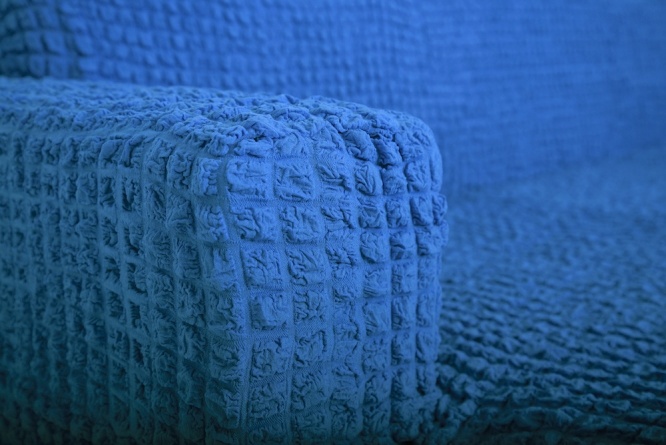 Чехол на угловой диван с оттоманкой CONCORDIA, выступ справа, цвет синий фото 4