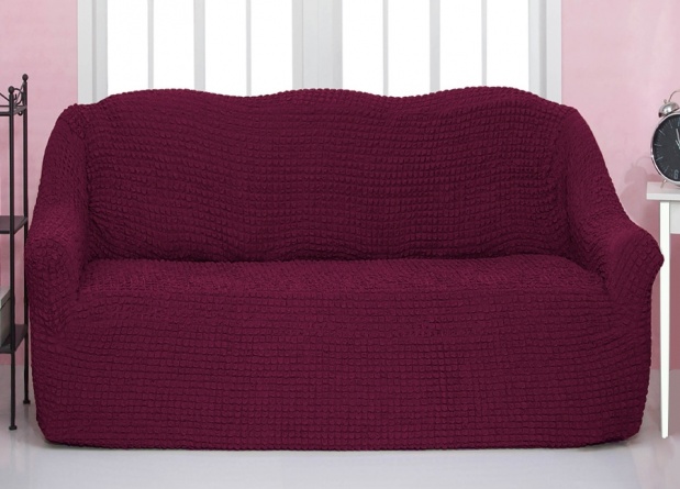 Чехол на трехместный диван без оборки CONCORDIA, цвет бордовый фото 1
