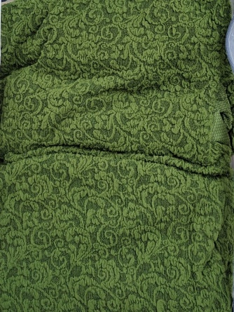 Чехол на трёхместный диван с оборкой Venera "Жаккард", цвет зелёный фото 6