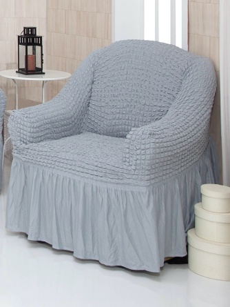 Чехол на кресло с оборкой Venera, цвет серый фото 3