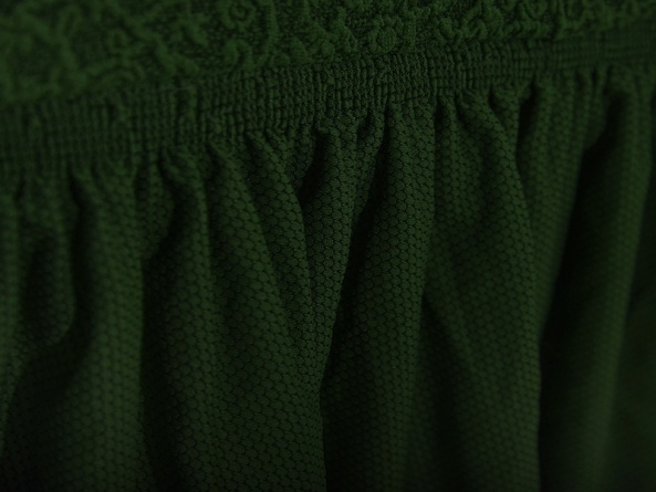 Комплект чехлов на угловой диван и кресло с оборкой Venera "Жаккард", цвет зелёный фото 1