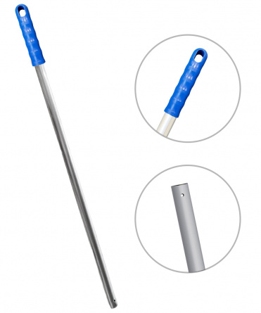 Ручка для держателя мопов без резьбы, 140 см, d=22 мм, алюминий, синий, кольцо фото 1