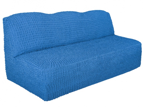 Чехол на трехместный диван без подлокотников и оборки Venera, цвет синий фото 2