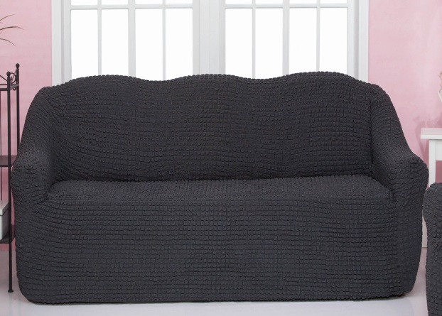 Чехол на трехместный диван без оборки CONCORDIA, цвет тёмно-серый фото 1