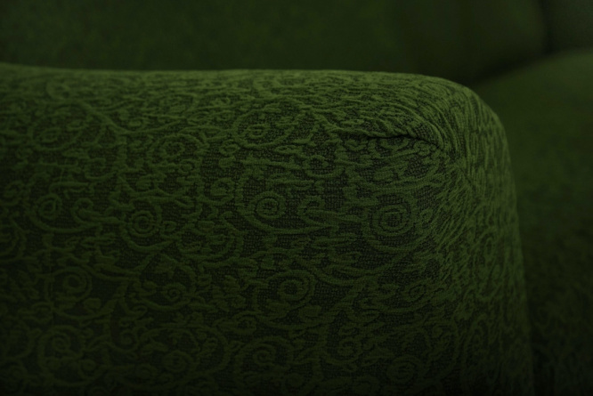 Чехол на угловой диван с оборкой Venera "Жаккард", цвет зеленый фото 4
