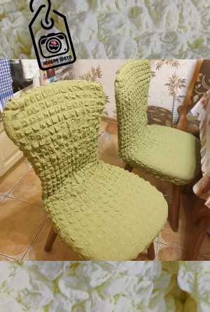 Чехлы на стулья без оборки Venera, цвет оливковый, комплект 4 штуки фото 6