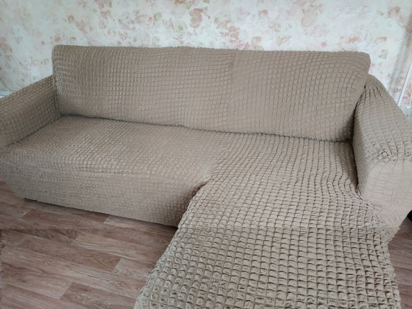 Чехол на угловой диван с оттоманкой CONCORDIA, выступ слева, цвет бежевый фото 6