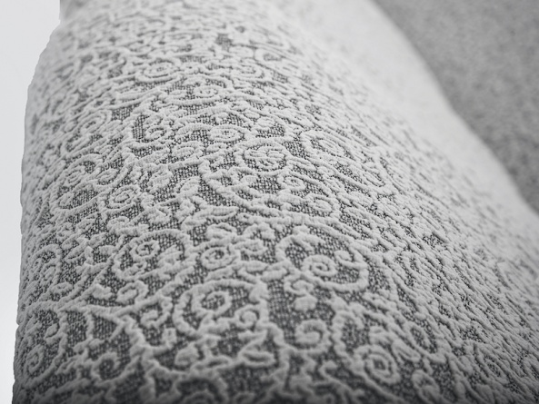Чехол на трёхместный диван с оборкой Venera "Жаккард", цвет светло-серый фото 6
