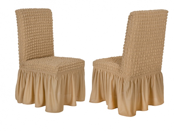 Чехлы на стулья с оборкой Venera, цвет светло-коричневый, комплект 6 штук фото 2