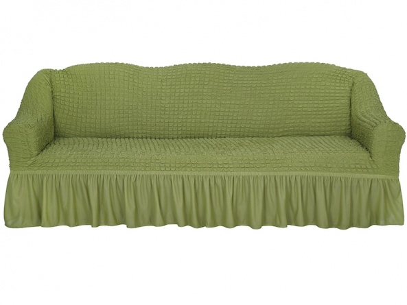Чехол на трехместный диван с оборкой CONCORDIA, цвет оливковый фото 6