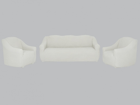 Комплект чехлов на диван и кресла без оборки CONCORDIA, цвет шампань, 3 предмета фото 2