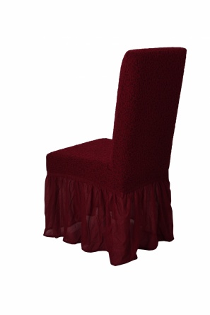 Чехлы на стулья с оборкой Venera "Жаккард", цвет бордовый, комплект 6 штук фото 3