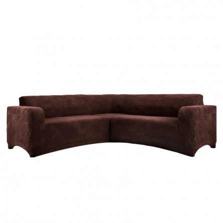 Чехол на угловой диван плюшевый Venera, цвет тёмно-коричневый фото 1