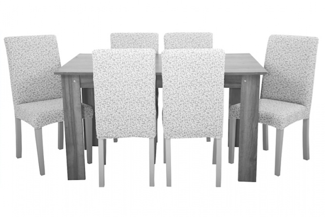 Чехлы на стулья без оборки Venera "Жаккард", цвет белый, комплект 6 штук фото 1