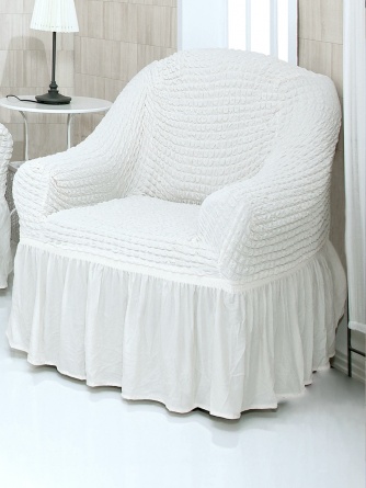 Чехол на кресло с оборкой Venera, цвет белый фото 3
