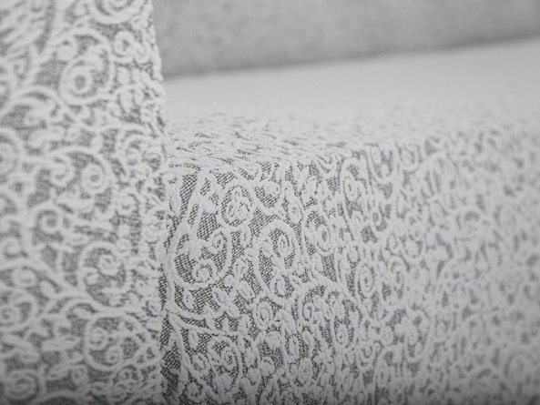 Чехол на трёхместный диван без оборки Venera "Жаккард", цвет светло-серый фото 10