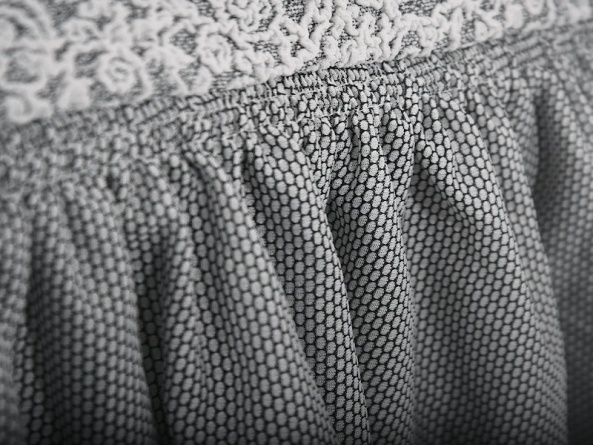 Комплект чехлов на угловой диван и кресло с оборкой Venera "Жаккард", цвет светло-серый фото 3