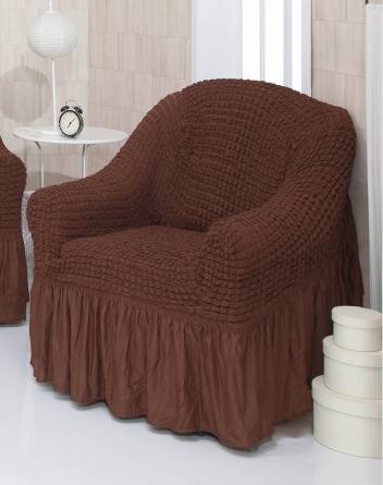 Чехол на кресло с оборкой Venera, цвет темно-коричневый фото 3