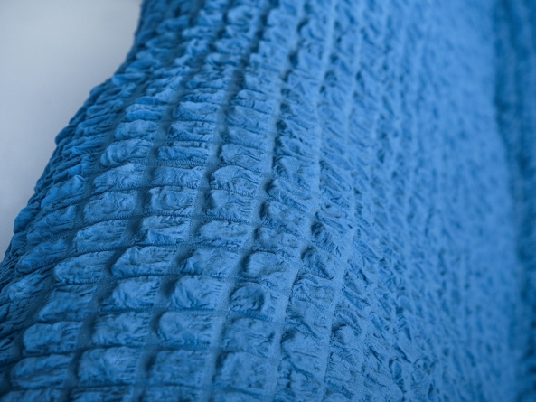 Чехол на угловой диван с оттоманкой CONCORDIA, выступ слева, цвет синий фото 2