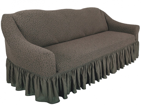 Комплект чехлов на трехместный диван и кресла Venera "Жаккард", цвет коричневый, 3 предмета фото 6