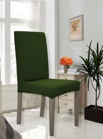 Чехол на стул без оборки Venera "Жаккард", цвет зеленый, 1 предмет фото 1