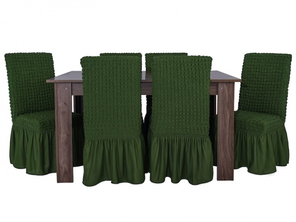 Чехлы на стулья с оборкой Venera, цвет зеленый, комплект 6 штук фото 1