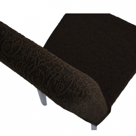 Чехол на стул без оборки Venera "Жаккард", цвет темно-коричневый, 2 штуки фото 4