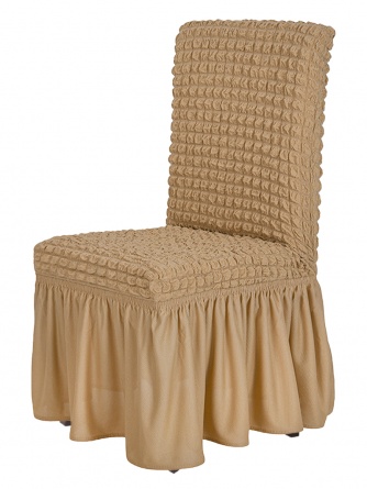 Чехол на стул с оборкой Venera, цвет светло-коричневый, 1 предмет фото 1