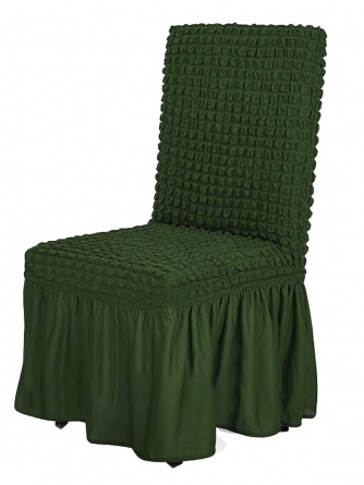 Чехлы на стулья с оборкой Venera, цвет зеленый, комплект 6 штук фото 2