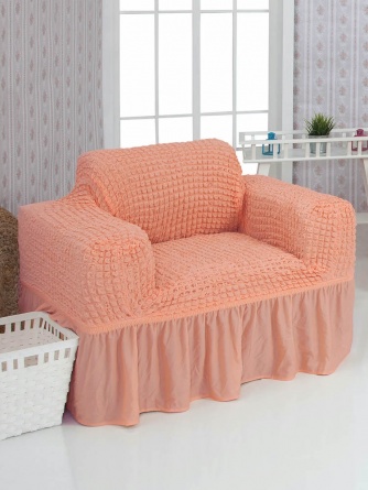 Чехол на кресло с оборкой Venera, цвет персиковый фото 1