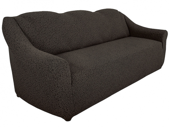 Чехол на трёхместный диван без оборки Venera "Жаккард", цвет коричневый фото 5