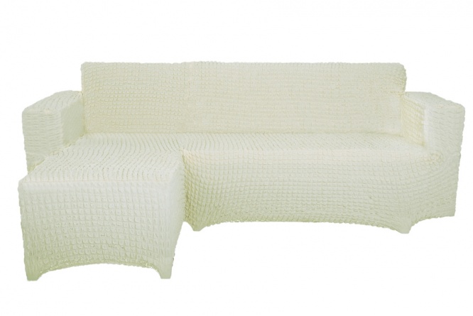 Чехол на угловой диван с оттоманкой CONCORDIA, выступ справа, цвет шампань фото 1