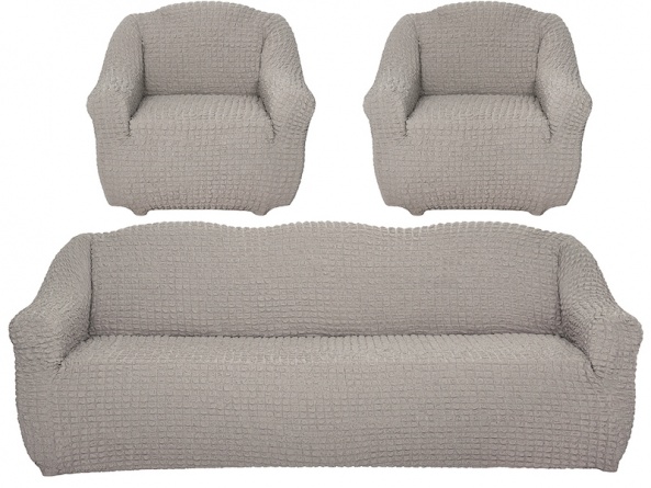 Комплект чехлов на диван и кресла без оборки CONCORDIA, цвет какао, 3 предмета фото 13